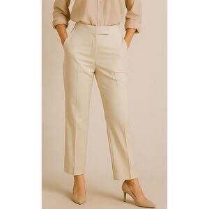 Dara Lamb Quiet Luxury Career Khaki Wide Leg Dress Pants 12 Beige Work Academia